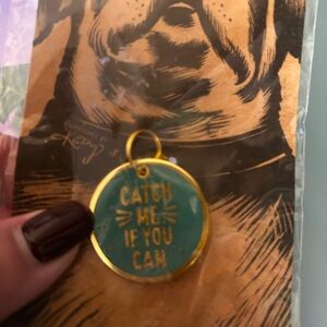 Stylish Teal and Gold Dog Tag